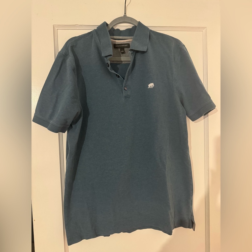Men's Banana Republic Teal Blue Polo Shirt Size L